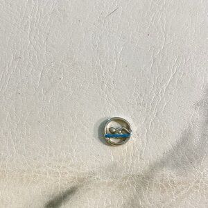 Small Silver Swimmer Charm with Blue Enamel Accent